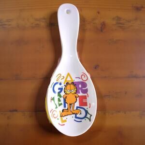 Garfield The Cat Cartoon Fun White Home Kitchen Counter Spoon Rest Holder